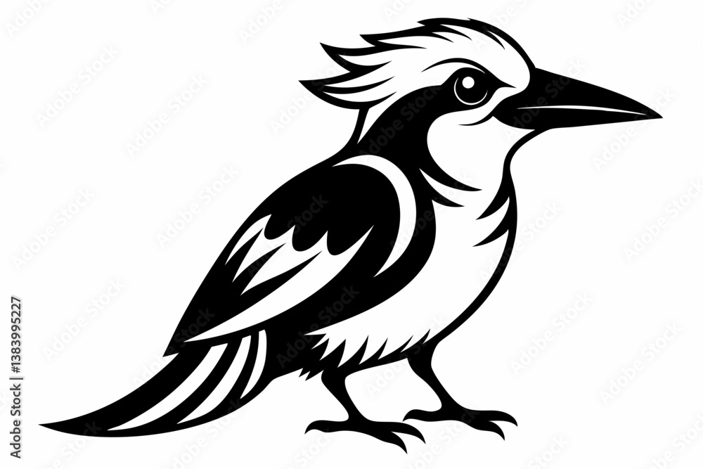 Fototapeta premium kookaburra silhouette line art vector illustration with a white background
