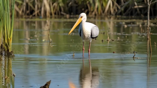 Wallpaper Mural Eurasian Spoonbill wading in tranquil wetland habitat Bird in natural environment Wildlife Torontodigital.ca