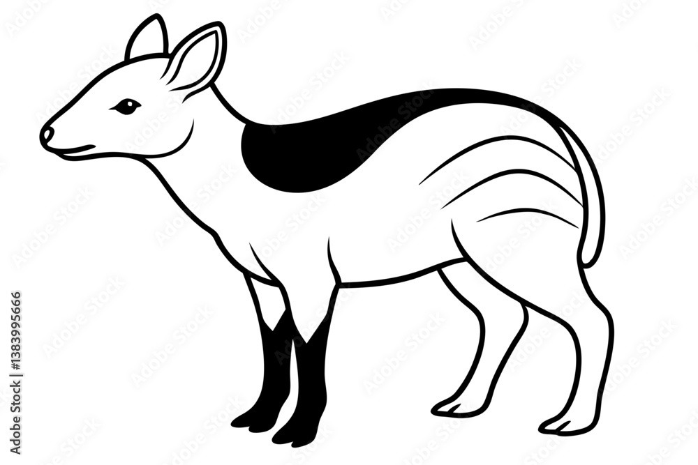 Obraz premium kowari silhouette line art vector illustration with a white background