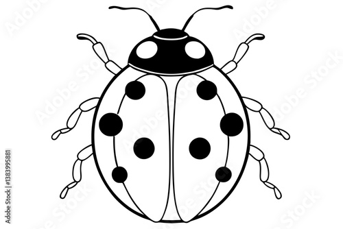 ladybug silhouette line art vector illustration with a white background