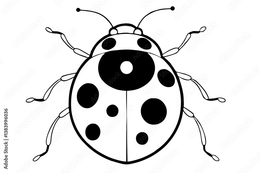 Obraz premium ladybug silhouette line art vector illustration with a white background