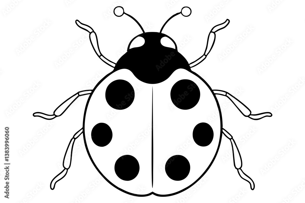 ladybug silhouette line art vector illustration with a white background ladybug silhouette line art vector illustration with a white background