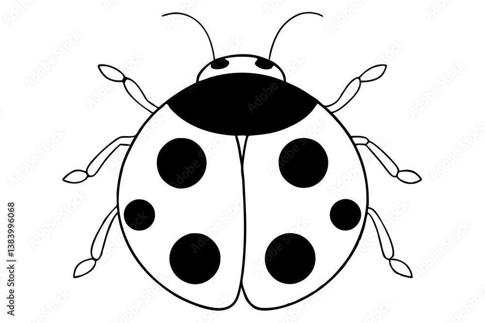 ladybug silhouette line art vector illustration with a white background ladybug silhouette line art vector illustration with a white background