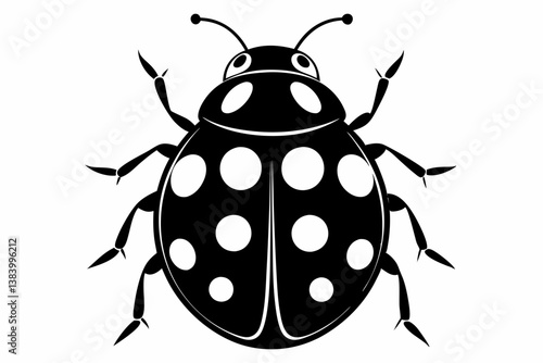 ladybug silhouette line art vector illustration with a white background