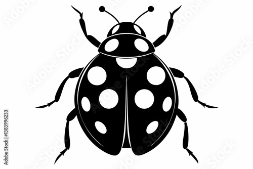 ladybug silhouette line art vector illustration with a white background