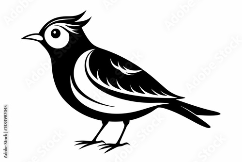 lark silhouette line art vector illustration with a white background