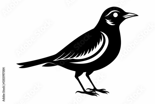 lark silhouette line art vector illustration with a white background