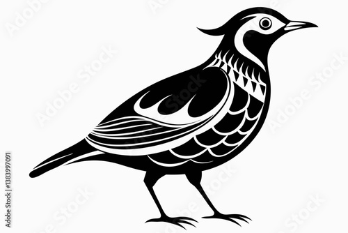 lark silhouette line art vector illustration with a white background
