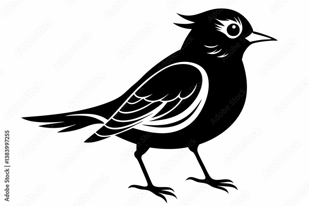 Fototapeta premium lark silhouette line art vector illustration with a white background