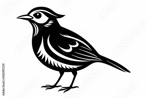 lark silhouette line art vector illustration with a white background