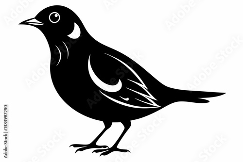 lark silhouette line art vector illustration with a white background