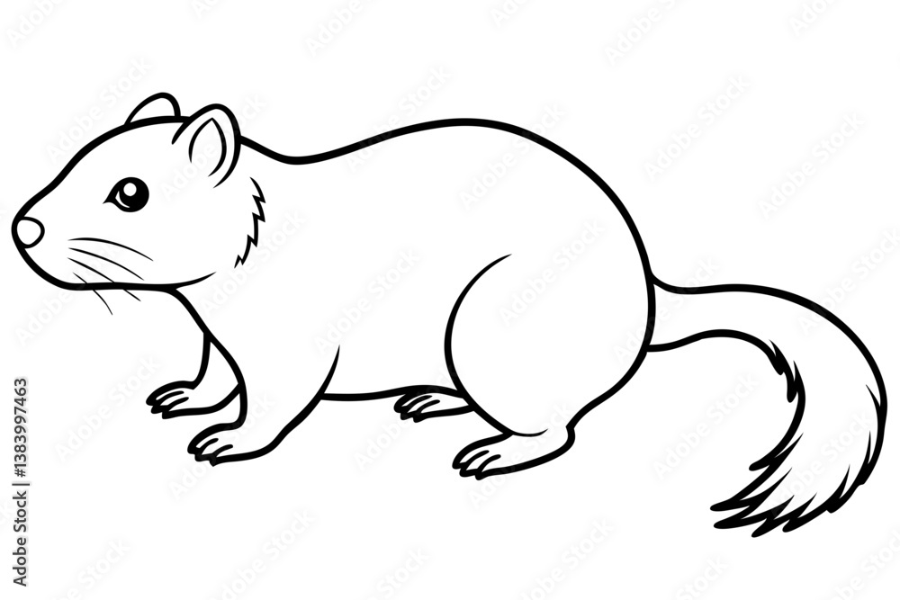 Fototapeta premium lemming silhouette line art vector illustration with a white background