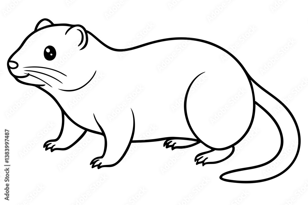 Obraz premium lemming silhouette line art vector illustration with a white background