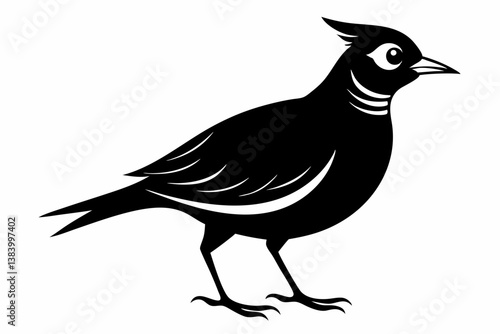 lark silhouette line art vector illustration with a white background
