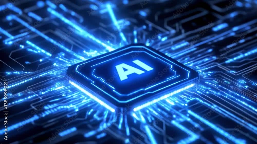 Animation of Neural Network Abstract Artificial Intelligence power Button of 'AI' Deep-learning modern computer Technologies Abstract futuristic Electronic digital Animation and big data concept