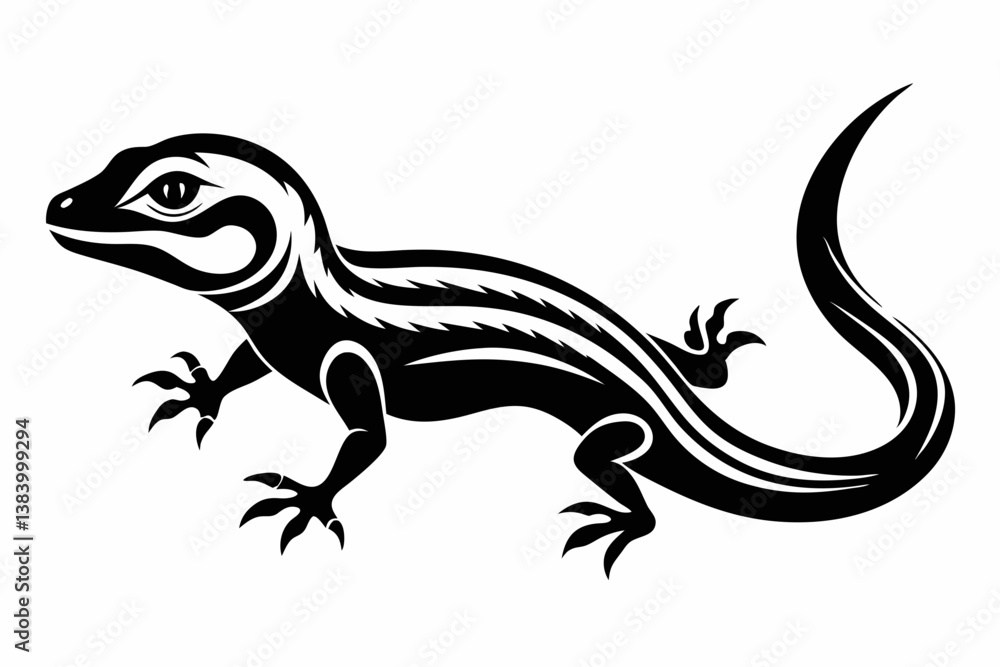 Fototapeta premium lizard silhouette line art vector illustration with a white background