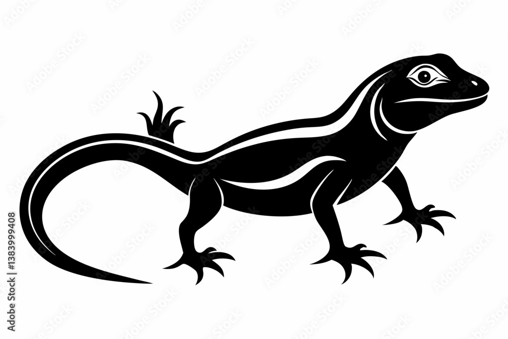 Obraz premium lizard silhouette line art vector illustration with a white background