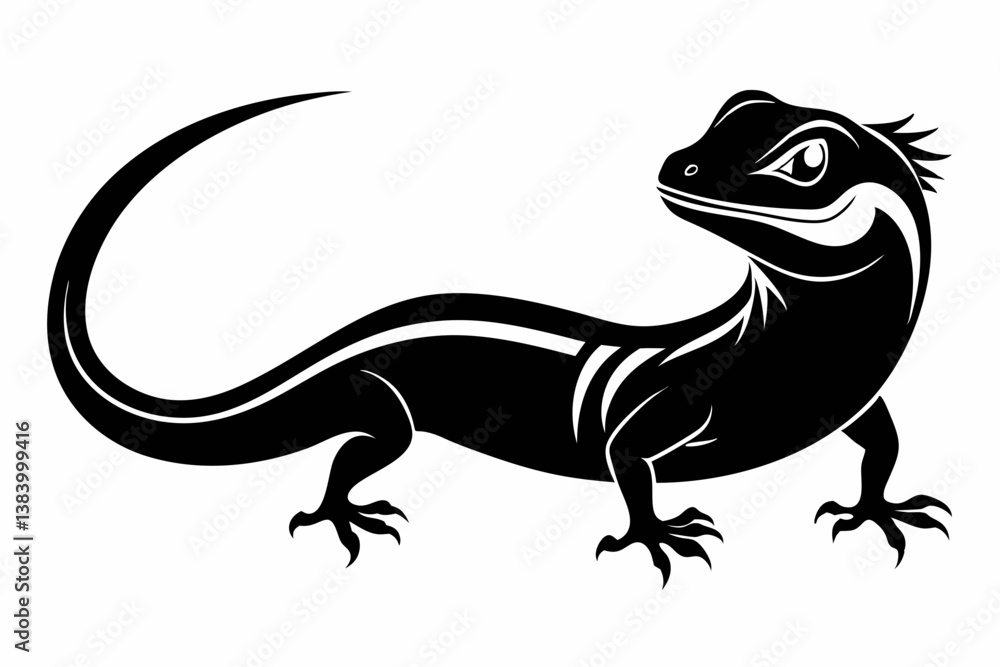 Fototapeta premium lizard silhouette line art vector illustration with a white background