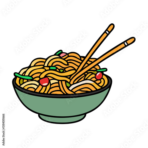 chow mein vector art, chow mein icon, food vector illustration