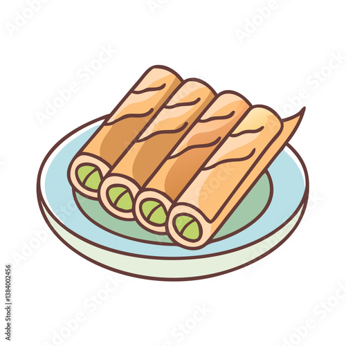 spring rolls vector art, spring rolls icon, food vector illustration