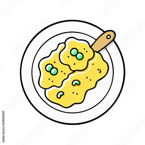 scrambled eggs vector art, scrambled eggs icon, food vector illustration