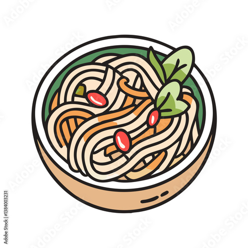 udon noodles vector art, udon noodles icon, food vector illustration
