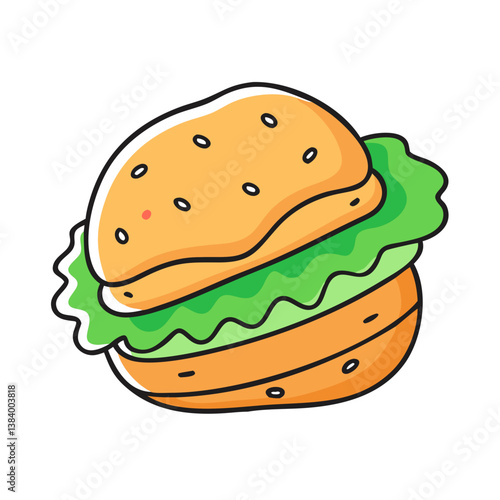 veggie burger vector art, veggie burger icon, food vector illustration