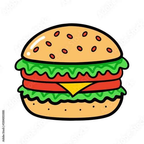 veggie burger vector art, veggie burger icon, food vector illustration