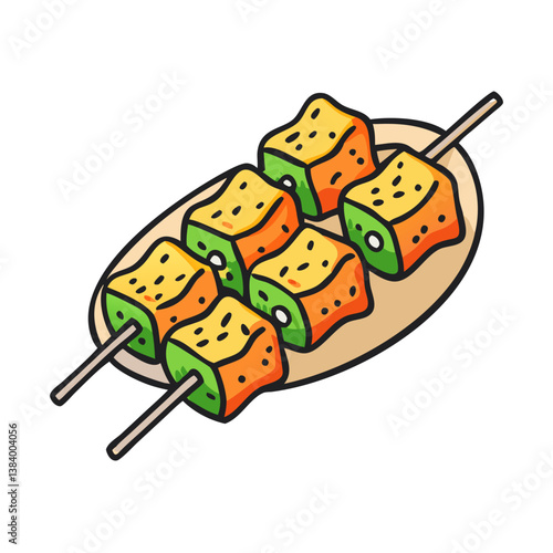 paneer tikka vector art, paneer tikka icon, food vector illustration