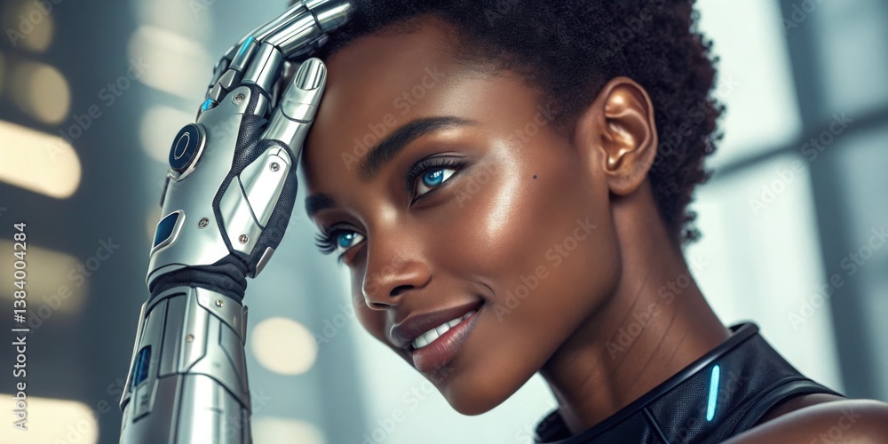 Innovative fusion of technology and beauty showcased in a futuristic urban setting during daylight