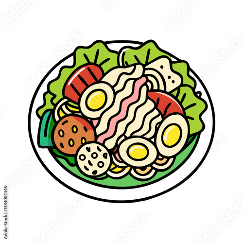 cobb salad vector art, cobb salad icon, food vector illustration