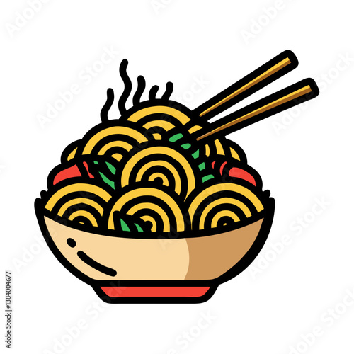 chow mein vector art, chow mein icon, food vector illustration