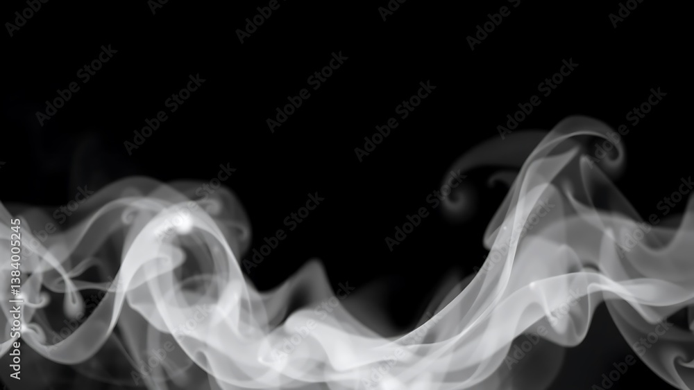 Blurry White Water Vapor on Black Background Blurry White Water Vapor on Black Background