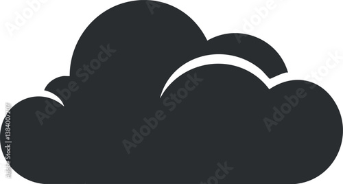 Simple black cloud silhouette icon representing weather or atmospheric conditions.