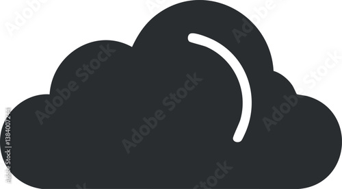 Monochrome cloud icon representing weather forecast or overcast conditions in a minimalist style.