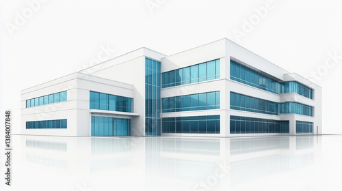 Wallpaper Mural Modern office building architectural rendering, isolated, white background, business Torontodigital.ca