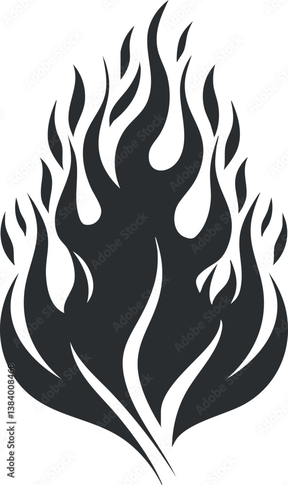 Abstract black flame design illustration in silhouette style, ideal for graphic and decorative uses. Abstract black flame design illustration in silhouette style, ideal for graphic and decorative uses.