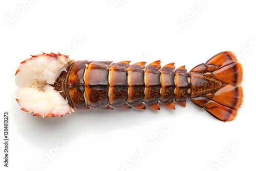 Raw lobster tail isolated on white background