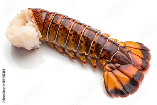 Raw lobster tail isolated on white background