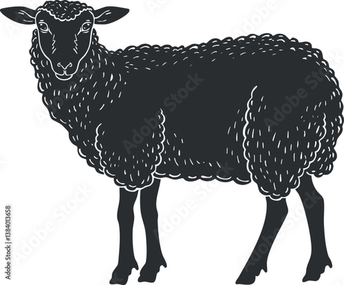 Silhouette illustration of a black sheep, depicting farm animal and livestock themes.