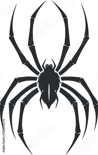 Black silhouette of a spider with eight legs, creating a striking and eerie design.