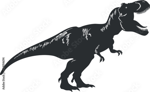 Silhouette of a Tyrannosaurus dinosaur showcasing its iconic prehistoric and fearsome characteristics.
