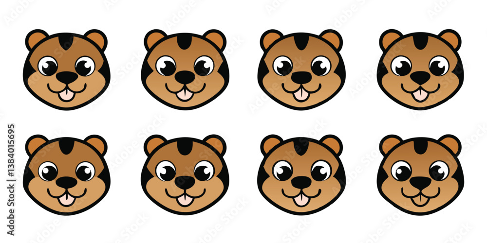 Seamless Pattern with Cute Cartoon Bear Faces on White Background Seamless Pattern with Cute Cartoon Bear Faces on White Background