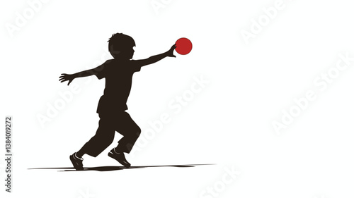 Boy Throwing Ball Vector Illustration Isolated on White Background