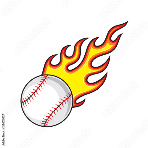 baseball with flames vector illustration flaming baseball design