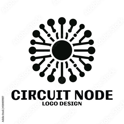 Circuit Node Vector Logo Design