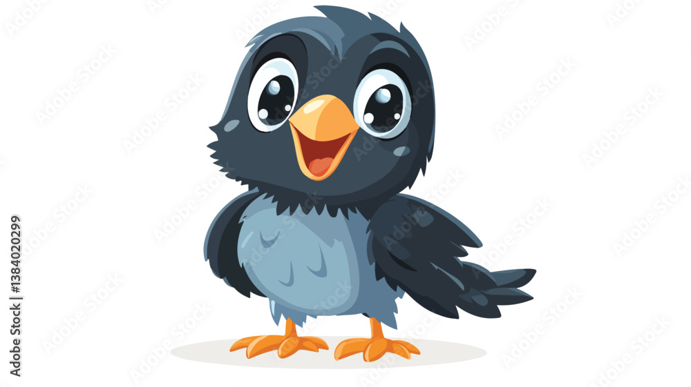 Cute Crow Vector Illustration Isolated on White Background Cute Crow Vector Illustration Isolated on White Background