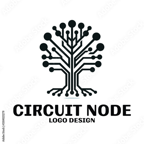 Circuit Node Vector Logo Design