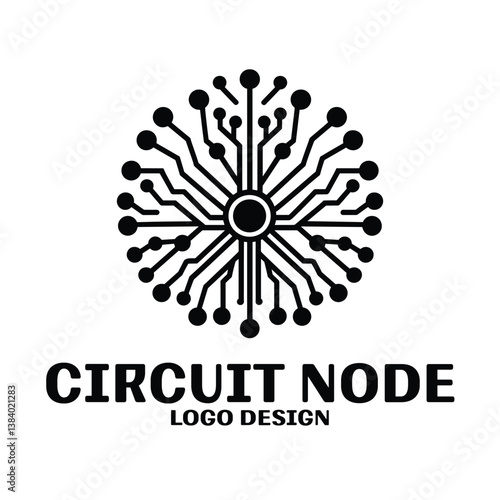 Circuit Node Vector Logo Design