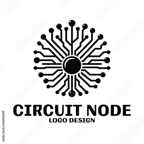 Circuit Node Vector Logo Design